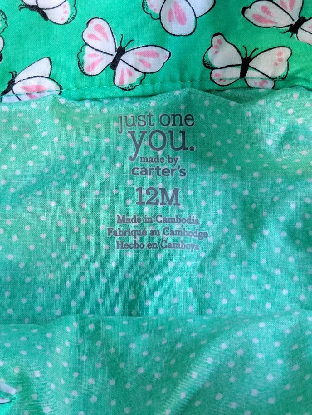 Carter's Just One You Green Butterfly Smocked Romper